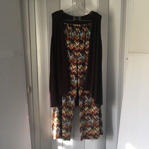 Slinky Brand Wide leg Pant W/ Milk Chocolate Vest